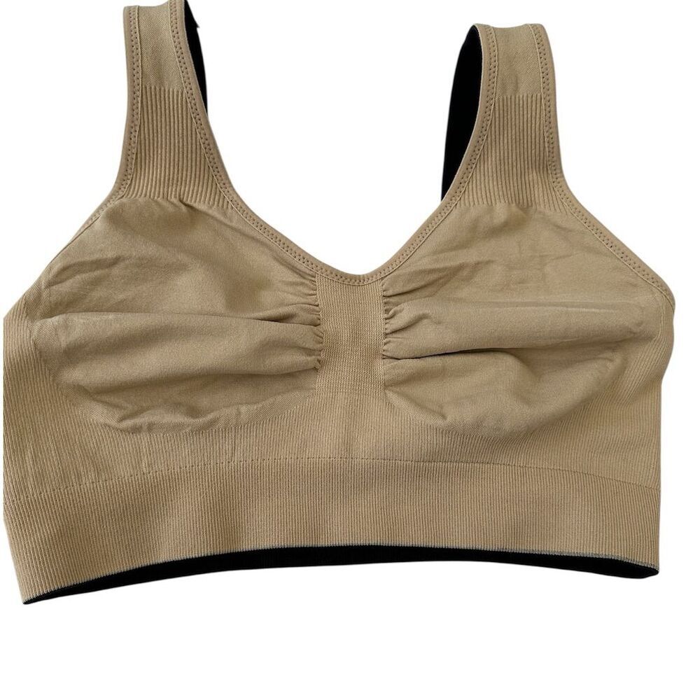 Underoutfit Everyday Comfort Women's Reversible Bralette Sand/Black Size L - Picture 2 of 4